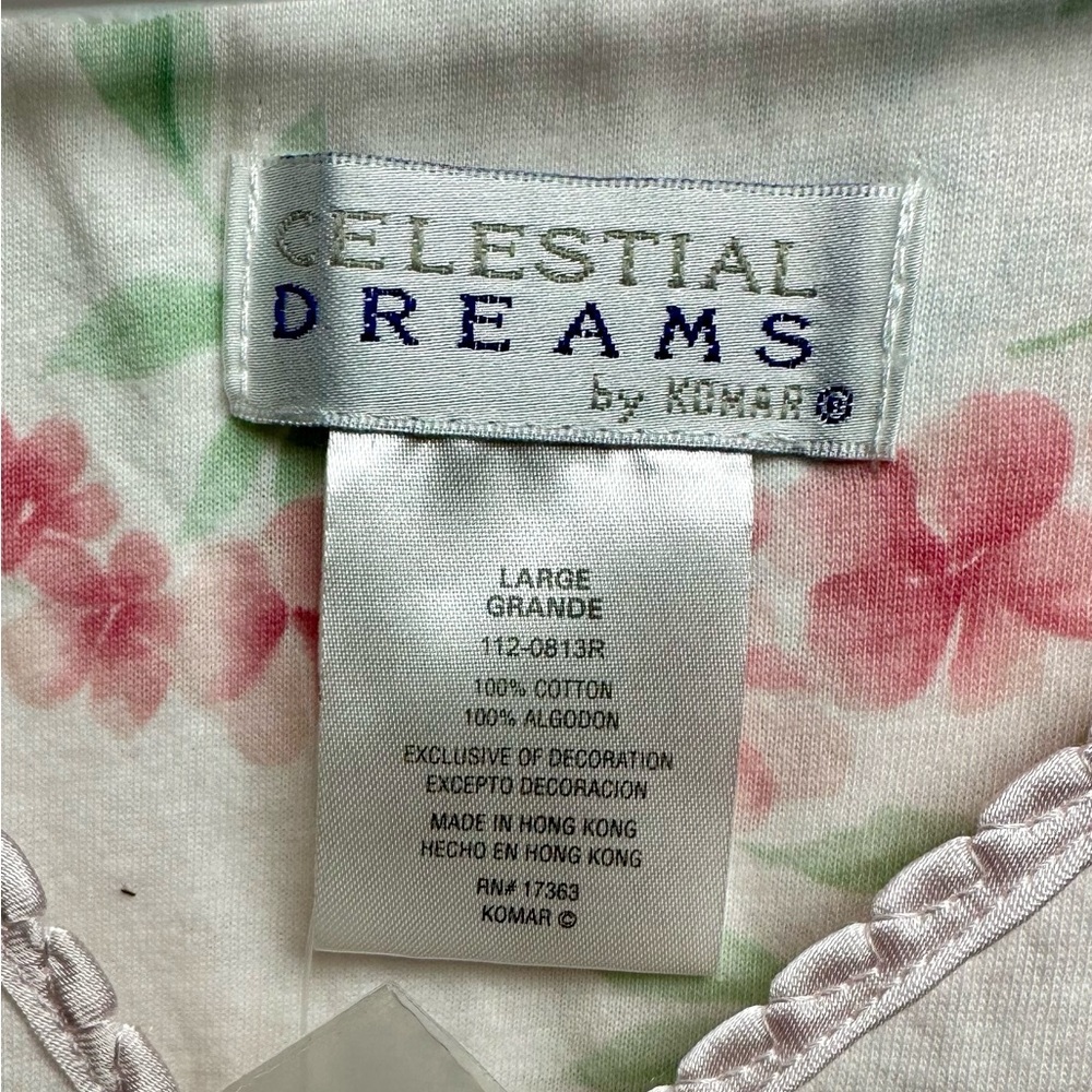 Women’s Celestrial Dreams  Floral Lace Nightgown Pink and Blue 100% Cotton Large - Picture 4 of 5